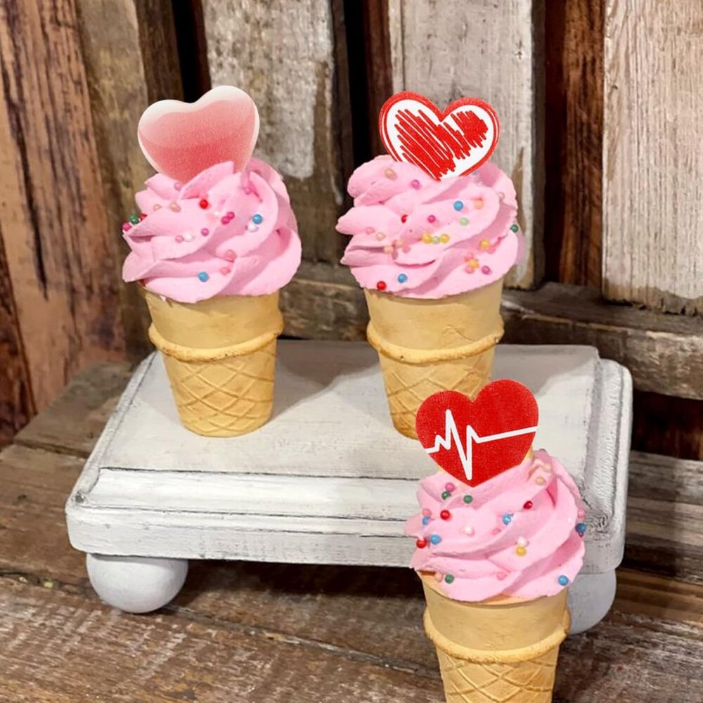 80Pack Edible Valentine's Day Heart Cupcake Toppers Red Edible Heart Cupcake Dri - Picture 2 of 7